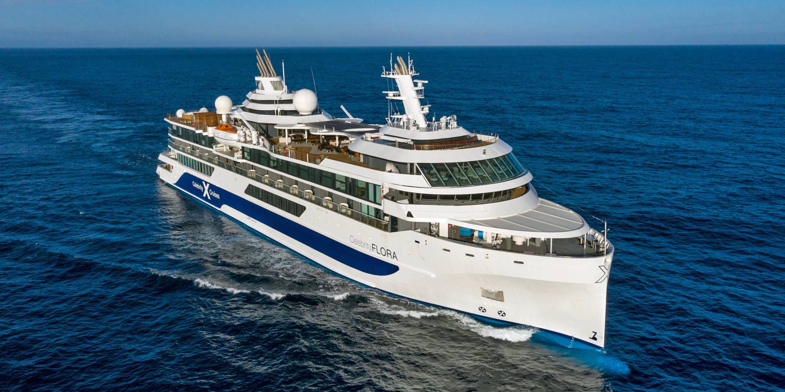 Celebrity Flora cruise ship cruising in the Galapagos Islands