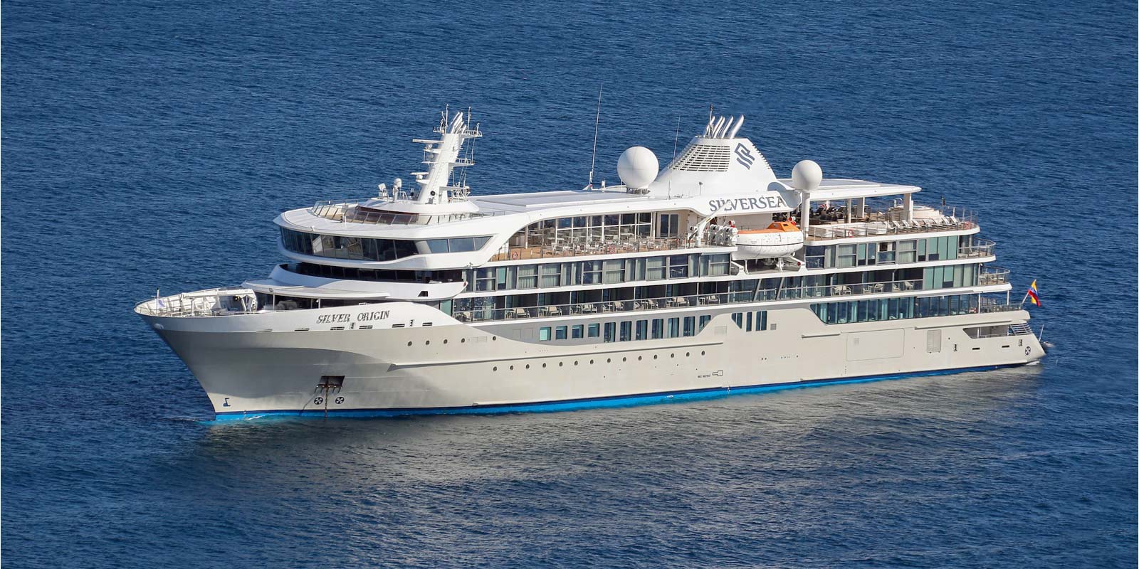 Silversea Origin cruise ship cruising in the Galapagos Islands